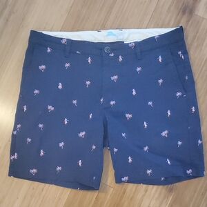 Stylish Tommy Bahama Navy Shorts with Pink Palm Trees And Hula Girls